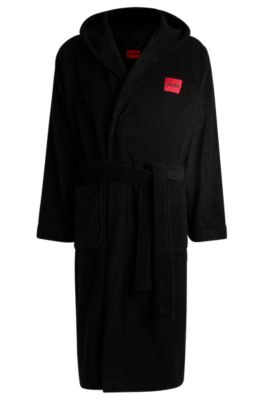 with Cotton-terry HUGO logo hooded gown - red label dressing