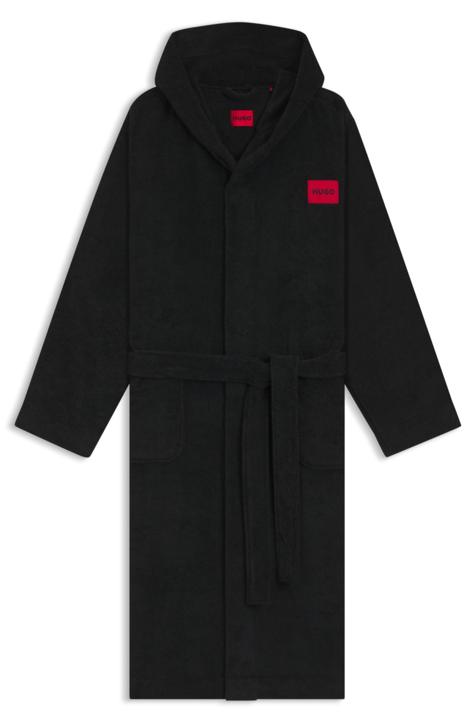 Hooded dressing gown in cotton terry with logo label