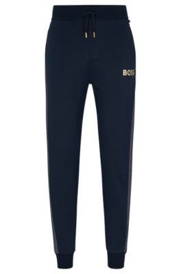 BOSS Cotton blend tracksuit bottoms with embroidered logo