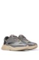 Mixed-material trainers with synthetic coated fabric, Dark Grey