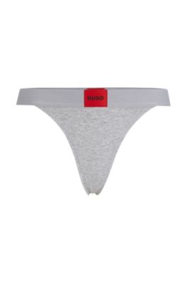 HUGO - Stretch-cotton thong briefs with logo waistband