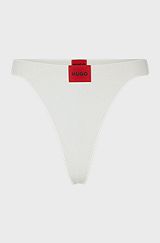 Stretch-cotton thong briefs with logo waistband, White