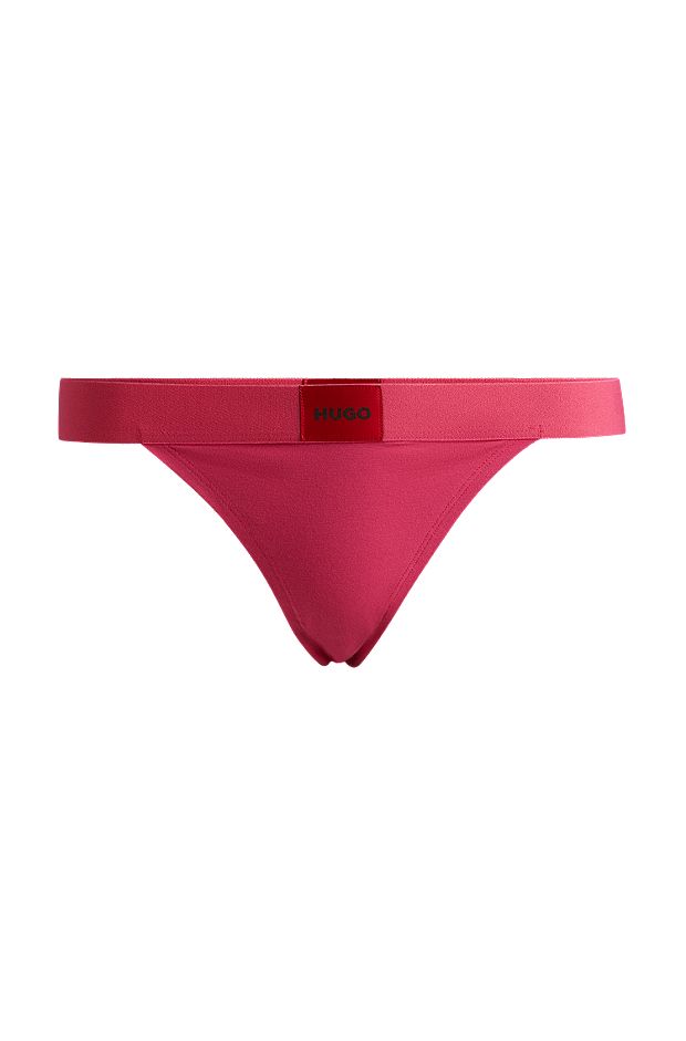 Stretch-cotton thong briefs with logo waistband, Pink