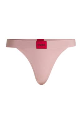 Shop Hugo Stretch-cotton Thong Briefs With Logo Waistband In 라이트 핑크