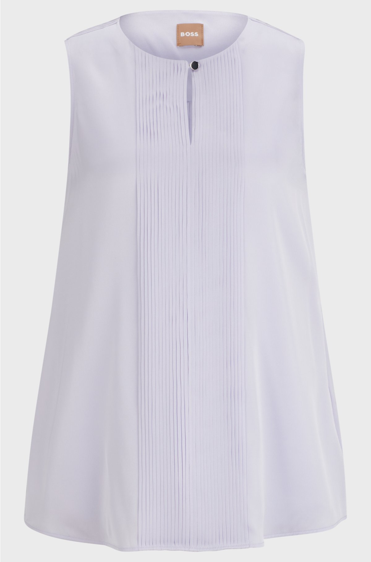 Sleeveless blouse in stretch-silk crepe de chine, Light Purple