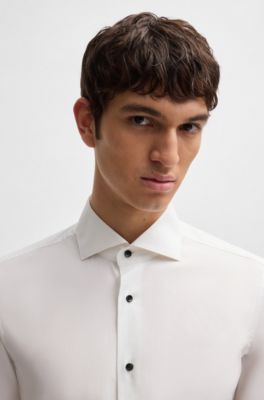 BOSS Camicia formale slim fit in cotone elasticizzato facile da stirare