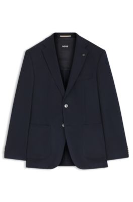 Regular-fit blazer in cashmere with Double B monogram , Dark Blue