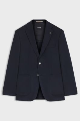 Regular-fit blazer in cashmere with Double B monogram , Dark Blue
