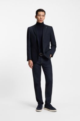 Regular-fit blazer in cashmere with Double B monogram , Dark Blue