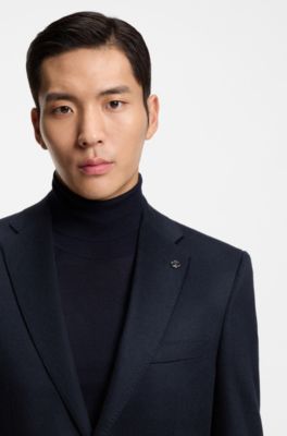 Regular-fit blazer in cashmere with Double B monogram , Dark Blue