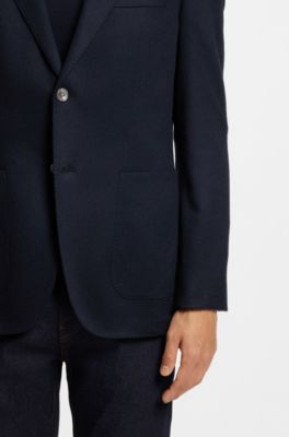 Regular-fit blazer in cashmere with Double B monogram , Dark Blue
