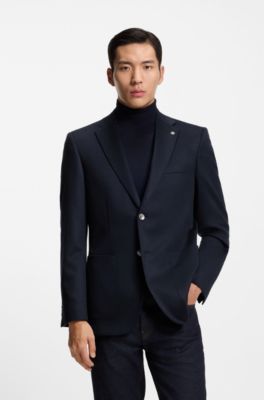 Regular-fit blazer in cashmere with Double B monogram , Dark Blue