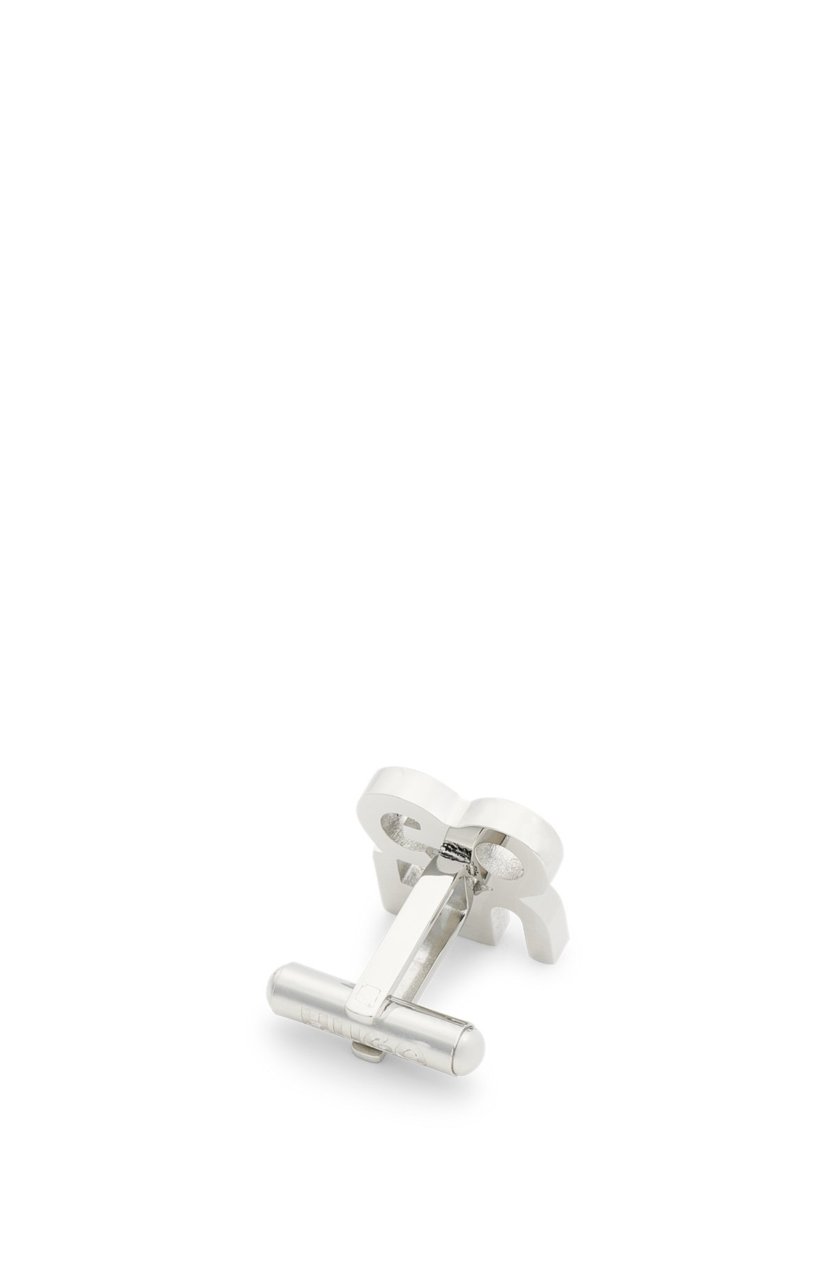 Stacked-logo cufflinks in stainless steel, Silver