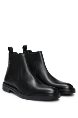 BOSS - Leather Chelsea boots with signature-stripe detail