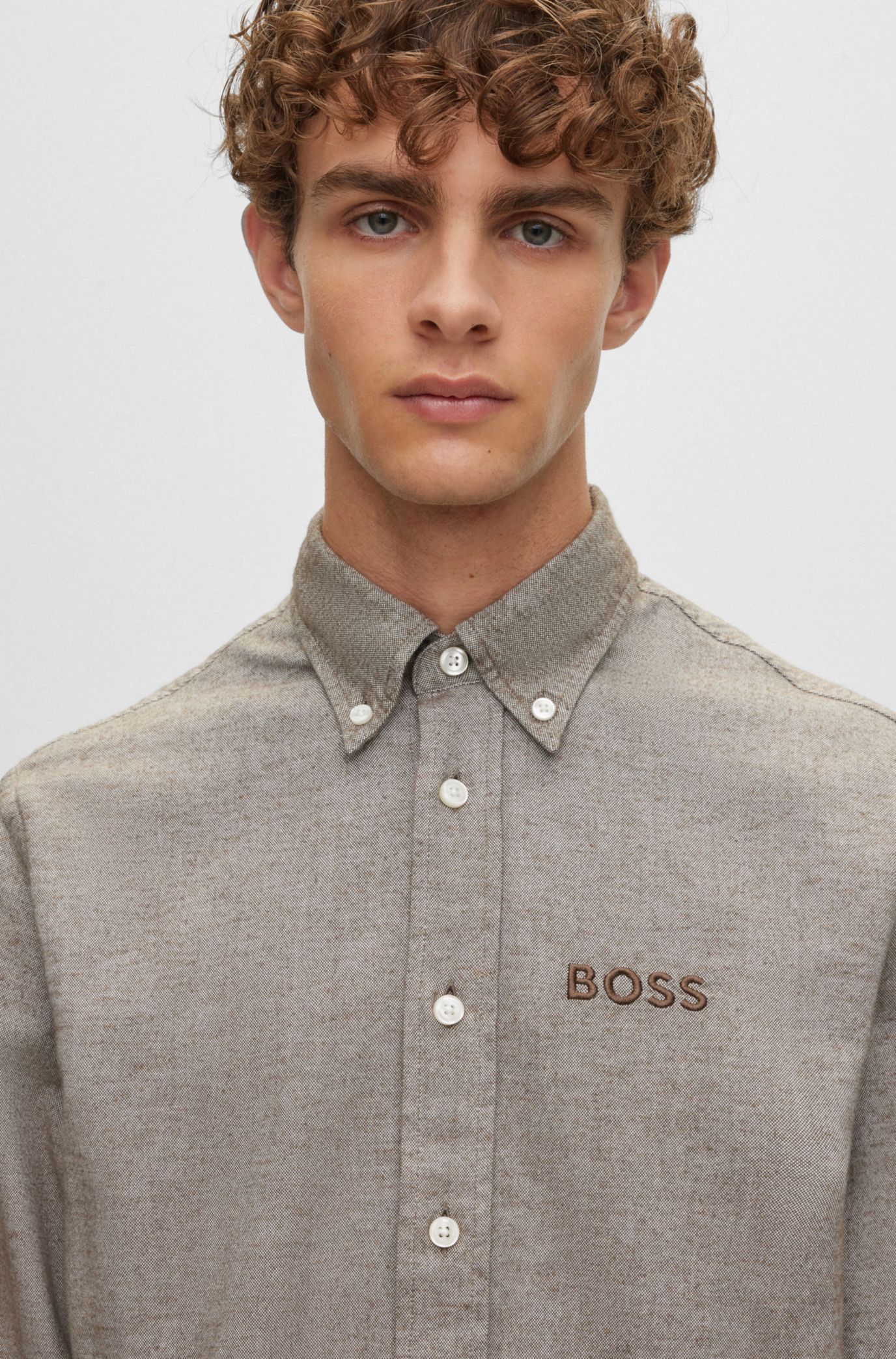 BOSS - コットンオックスフォード リラックスフィットシャツ ダブル ...