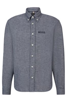 BOSS - コットンオックスフォード リラックスフィットシャツ ダブル ...