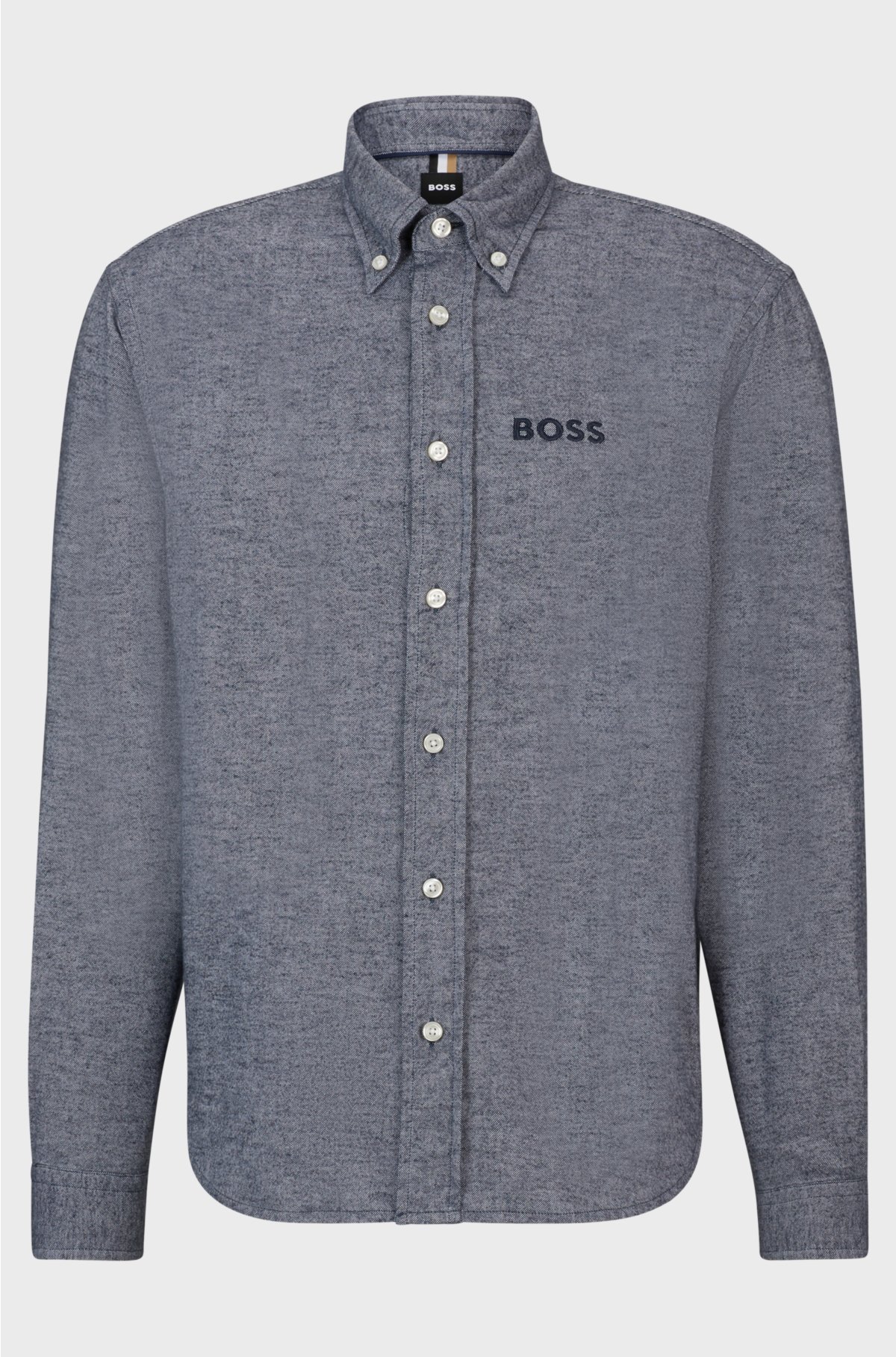 Oxford-cotton relaxed-fit shirt with double monogram, Dark Blue