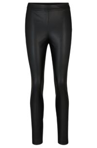 Pantalon Skinny Fit &agrave; taille haute et fermeture &eacute;clair lat&eacute;rale, Noir