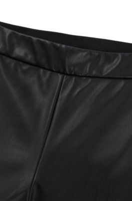 Skinny-fit high-waisted trousers with side zip, Black