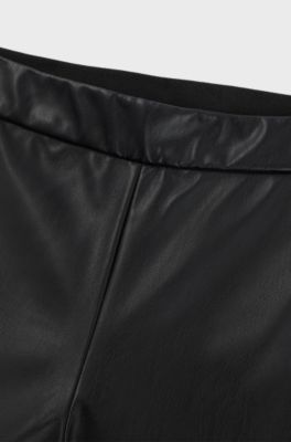Skinny-fit high-waisted trousers with side zip, Black