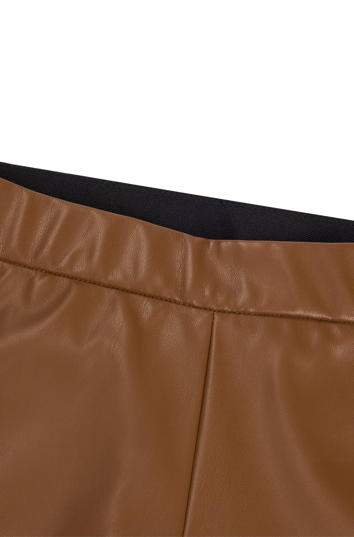 Skinny-fit high-waisted trousers with side zip, Brown