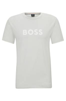 Hugo Boss Organic-cotton T-shirt With Large Logo In White