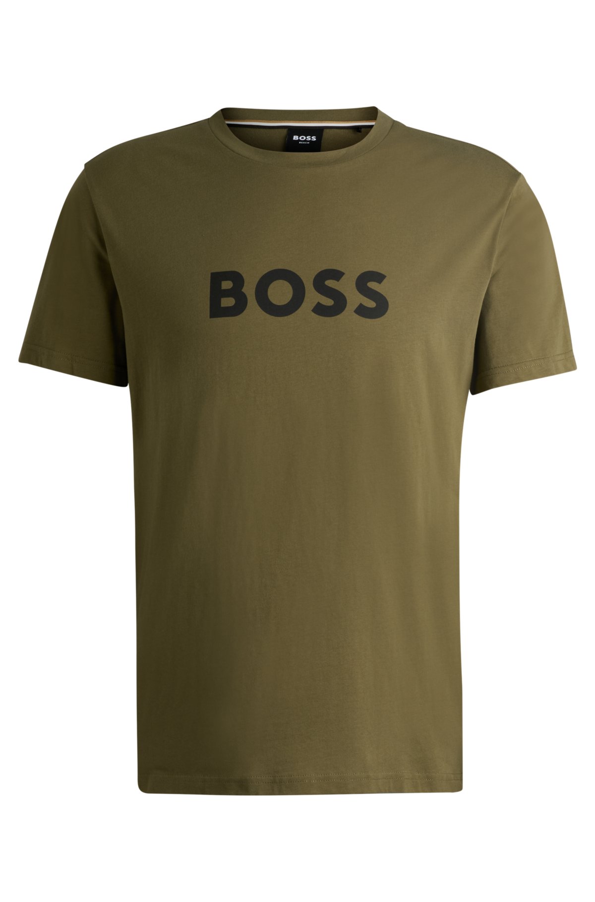 Cotton-jersey regular-fit T-shirt with SPF 50+ UV protection, Khaki