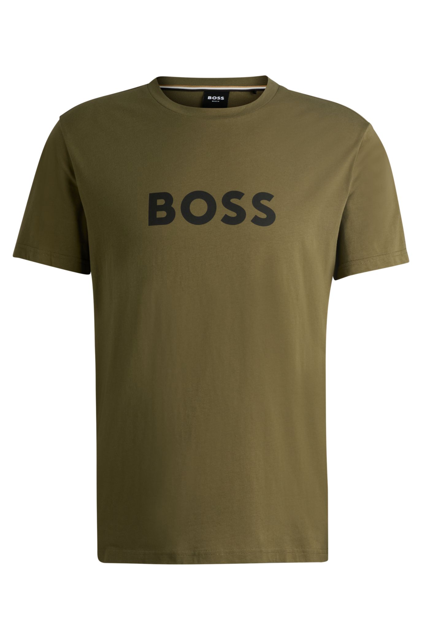 BOSS T shirt Regular en jersey de coton avec protection anti UV SPF 50 Kaki