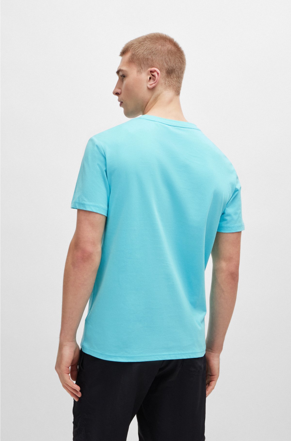 Cotton-jersey regular-fit T-shirt with SPF 50+ UV protection, Turquoise