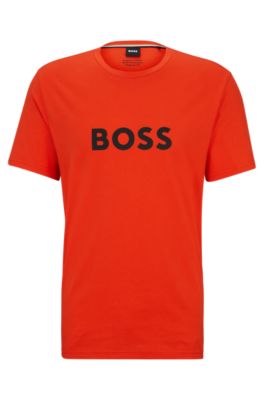 BOSS Organic cotton T shirt with large logo