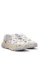 Mixed-material trainers with mesh and synthetic coated fabric, Light Beige