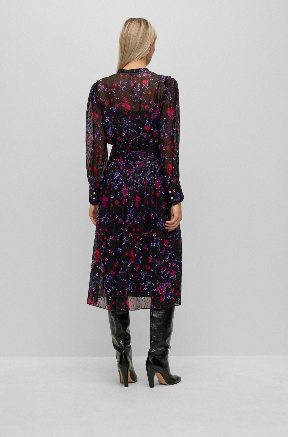 Oversized-fit floral-print dress in a silk blend, Patterned
