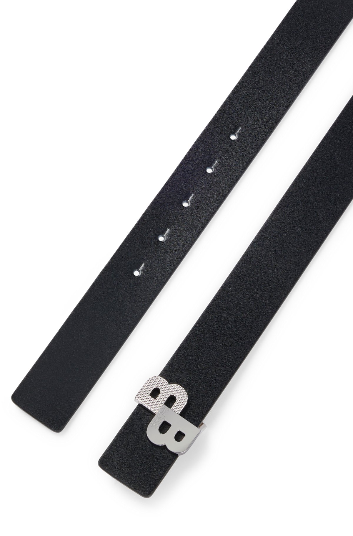 Reversible belt in Italian leather with monogram buckle, Black