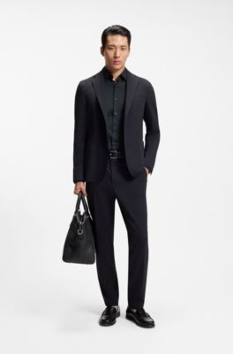 Camicia slim fit in twill elasticizzato ad alte prestazioni, Nero
