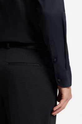 Slim-fit shirt in performance-stretch twill, Black