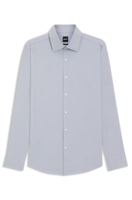Slim-fit shirt in performance-stretch twill, Silver