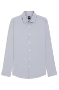 Slim-fit shirt in performance-stretch twill, Light Grey
