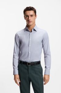 Slim-fit shirt in performance-stretch twill, Silver