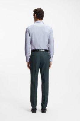 Slim-fit shirt in performance-stretch twill, Light Grey
