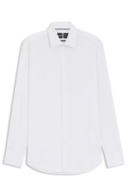 Slim-fit shirt in performance-stretch twill, White