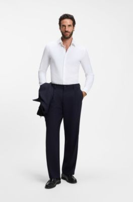 Slim-fit shirt in performance-stretch twill, White