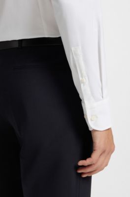 Slim fit skjorte i twill med performance-str&aelig;k, Hvid