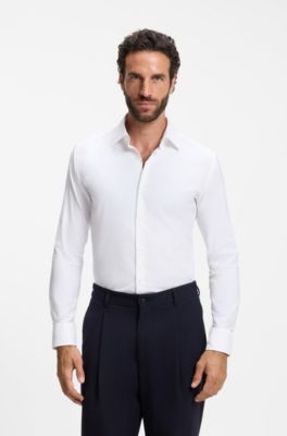 Slim-fit shirt in performance-stretch twill, White