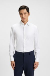 Slim-fit shirt in performance-stretch twill, White