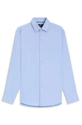 Slim-Fit Hemd aus funktionalem Stretch-Twill, Hellblau