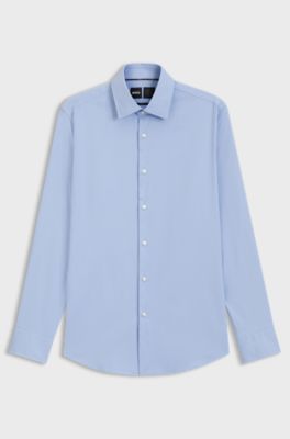 Camicia slim fit in twill elasticizzato ad alte prestazioni, Celeste