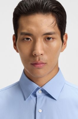 Slim-Fit Hemd aus funktionalem Stretch-Twill, Hellblau