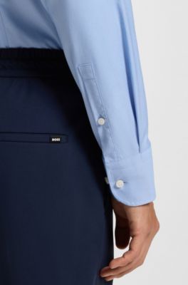 Slim-fit shirt in performance-stretch twill, Light Blue