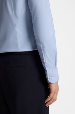 Slim-fit shirt in performance-stretch twill, Light Blue