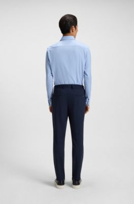 Slim-fit shirt in performance-stretch twill, Light Blue